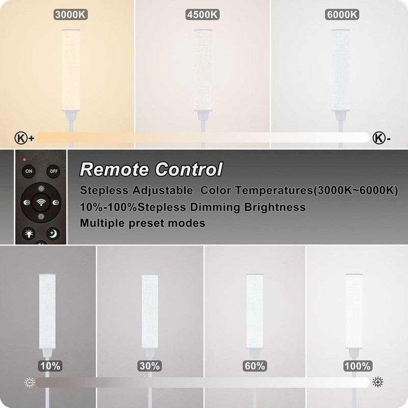 Nukanu Floor Lamp with Remote Control, Floor Lamps for Living