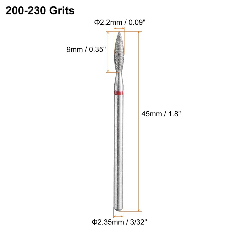 sourcing map 5pcs 200-230 Grits Diamond Grinding Bit 2.2mm Oval