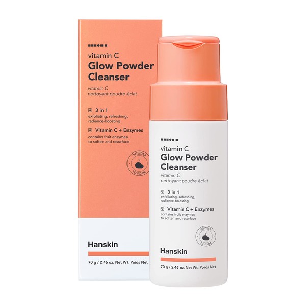 Hanskin Vitamin C Glow Powder Cleanser, Papaya Enzyme Powder Face Wash. Exfoliating and Refreshing [70ml]