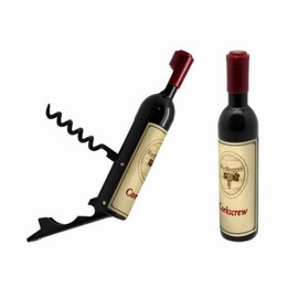 Vin Bouquet FID 313 Bottle Opener Mini Bottle, ABS and SS, Black and Bordeaux, 13 x 2.5 x 2.5 cm