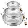 3-Piece Stainless Steel Colander Set with Handles - 5Qt/3Qt/1Qt Nesting