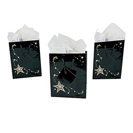 Fun Express Small Gold Star Black Movie Night Gift Bags (1 Dozen) - 12 Pieces