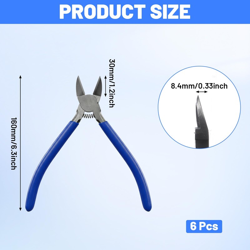 6 Pcs Wire Cutters, 6 inch Dikes Small Wire Cutters