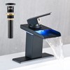AVSIILE LED Bathroom Sink Faucet, Matte Black Waterfall Single Hole
