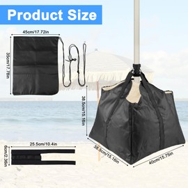 Lyreh 3pcs Beach Umbrella Base Weighs, Oxford Cloth Heavy Duty Beach Umbrella Sand Anchor Bags with Adjustable Touch Fasteners Strap for Outdoor Patio Garden Stabilize and Secure Parasol(Black)