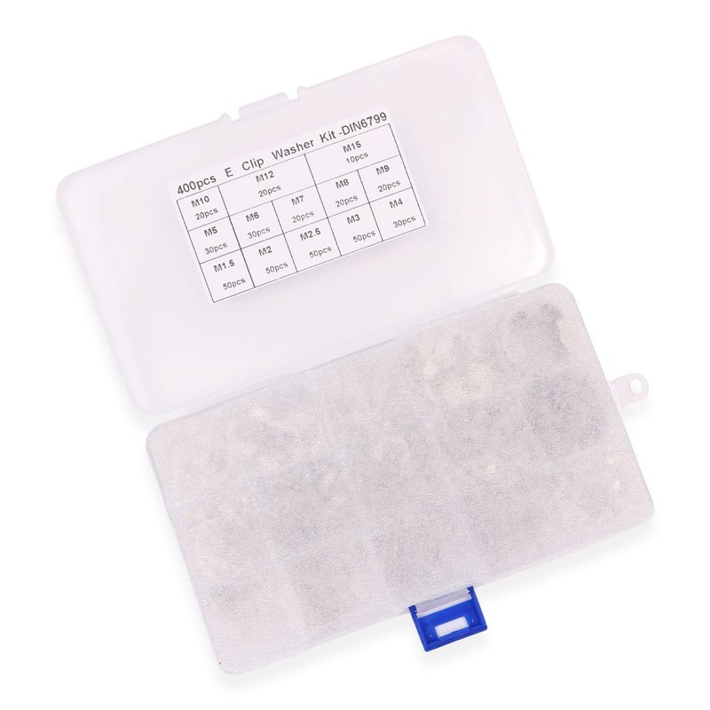 Tiardey 400 Pcs E-Clip Circlips Snap Set Stainless Steel 13