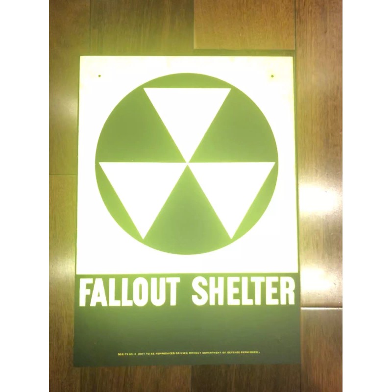 FALLOUT SHELTER SIGN Original U.S. Gov Issue. 10x14 Steel