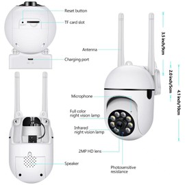 LEDON 1080P WiFi IP Camera Wireless CCTV HD PTZ Smart Home Security IR Cam Outdoor with 360° Pan Tilt View, Mobile Tracking, Night Vision