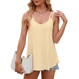 Lightning+Deals of Today Prime 2025 Womens Tank Tops Eyelet Embroidery Sleeveless Camisole Summer Clothes Scoop Neck Flowy Shirts Recent Orders