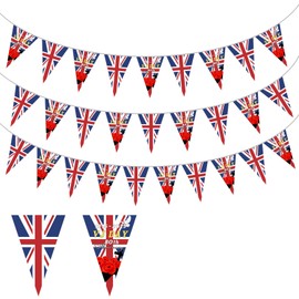 VJ Day Flag 10M 80th Anniversary Flag with 30P Triangular String Flags,VJ Day Triangular Bunting Flags Celebration Memorabilia Banner 80 Year Victory over Japan VJDay Decor In/Outdoor Celebrat Party