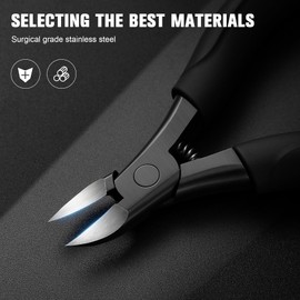 BEZOX Nail Scissors for Deeply Ingrown Toenails Made of Stainless Steel for Thickness and Fungal Infestation Nail Clippers - Soft Grip and Metal Gift Boxes (Full Black Body)