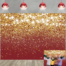 Red Glitter Backdrop Gold Spots Bokeh Photography Background for Birthday Wedding Prom Graduation Party New Year Decoration Xmas party Banner Portrait Family Photo Booth Props