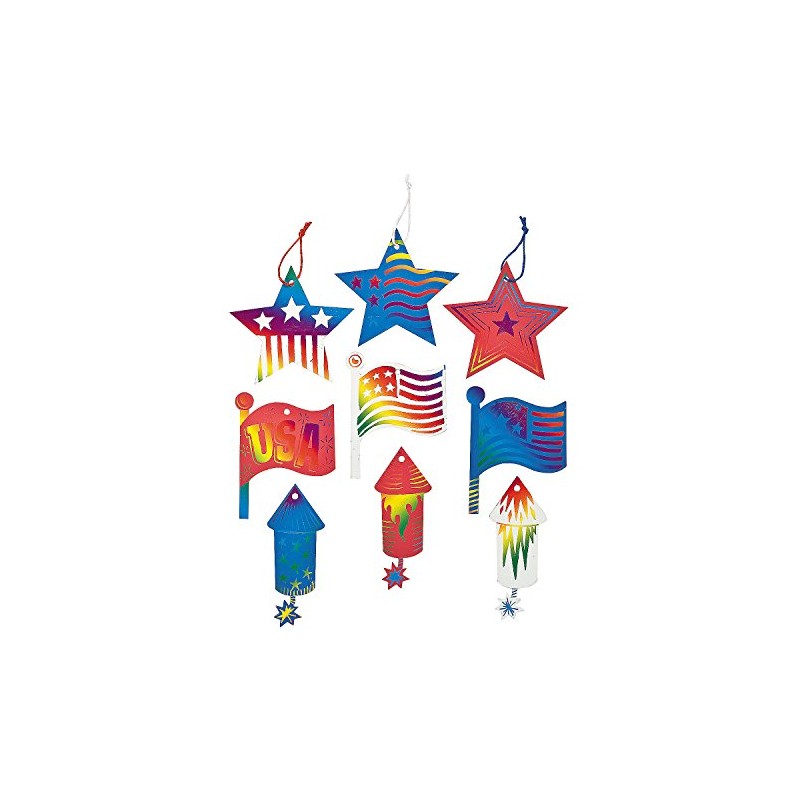 4Th of July Magic Scratch Ornaments - Crafts for Kids