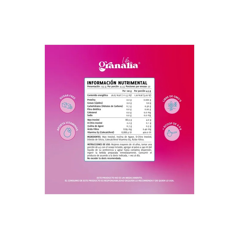 Myo D-chiro Inositol 40:1 Vitamina D3 225 G Granalia Life