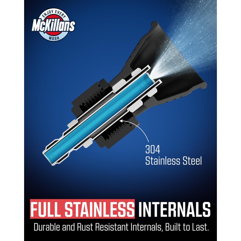 McKillans 40 Degree Pressure Washer Nozzle - Stainless Steel, High-Efficiency