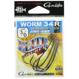 Gamakatsu Worm Hook Elite Tourer Worm 34R 5/0 4 pcs NS Black 67711