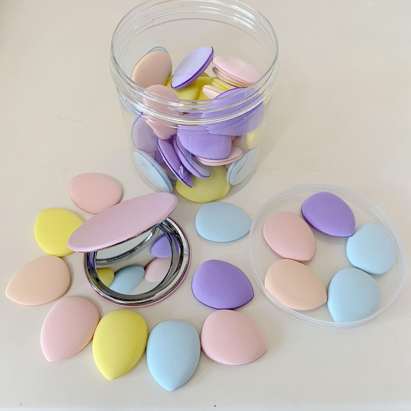 50 PCS Small Mini Sponges and Powder Puff With Mirror,