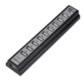 axGear HUB externo USB 2.0 de 10 puertos con adaptador de corriente para PC Mac
