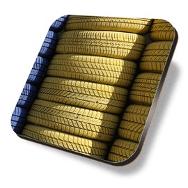 1 x Square Coaster - Race Track Tyres Racing Car Cork Backed MDF Glossy Tea Coffee Accessory #51840