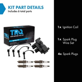 TRQ Ignition Coil and Spark Plug Kit 6 Piece Iridium Spark Plugs Compatible with 2011-2013 Ford Fiesta