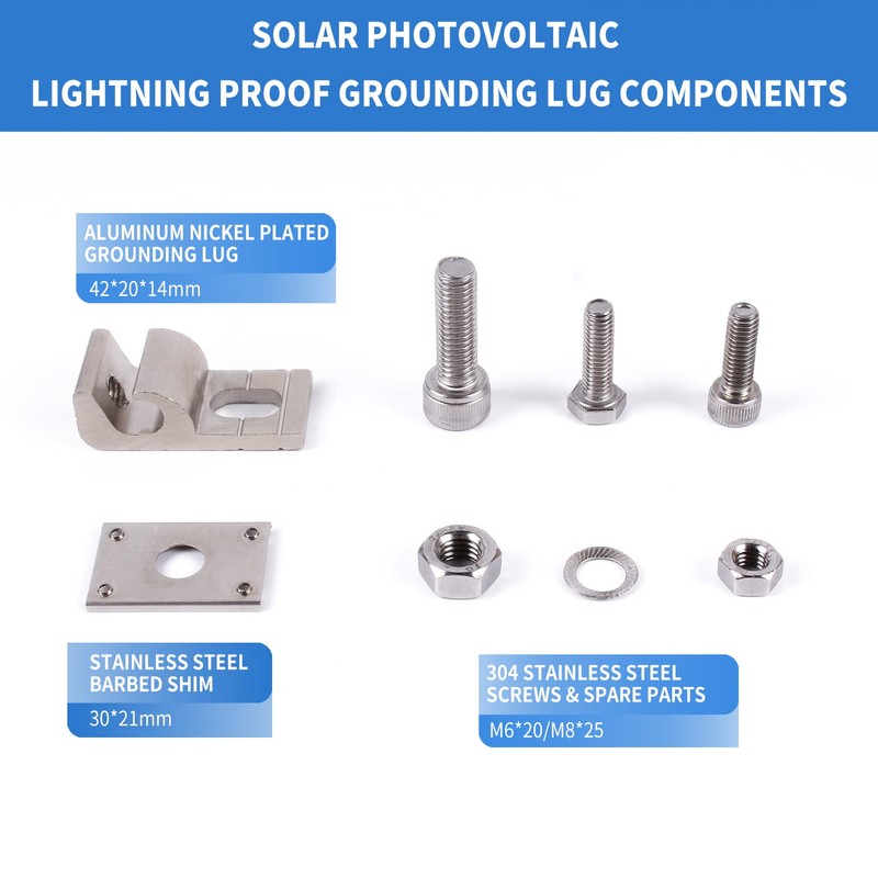 EVARSOL Solar Grounding Lugs Nickel-plated Lay-in Lugs Ground Wire Clamps