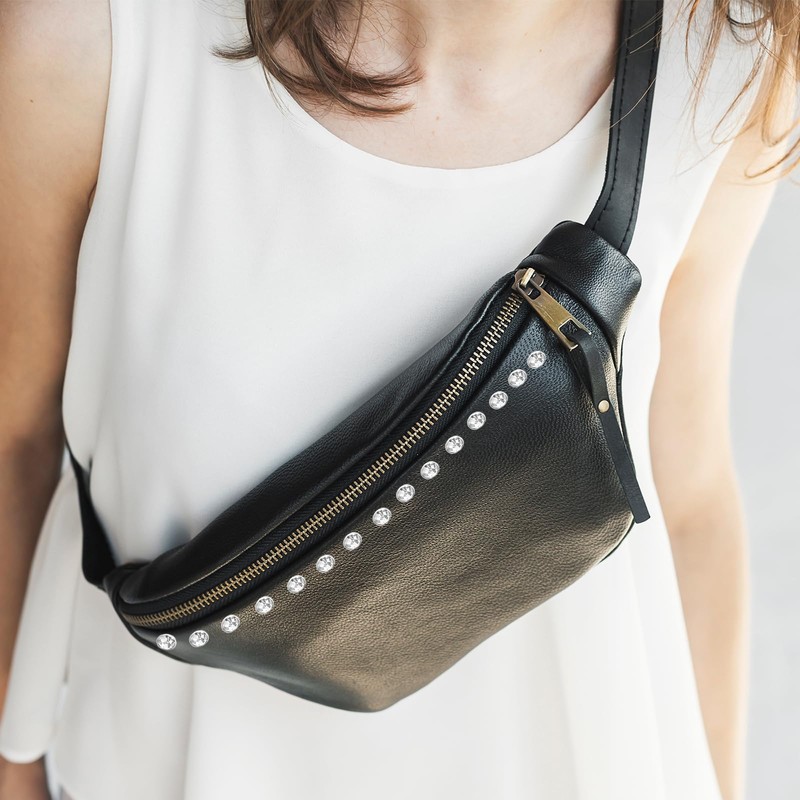 sourcing map 60 Sets Rhinestone Rivets, 5mm Leather Rivets Crystal