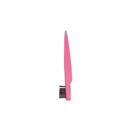 DreamCut Eyebrow Slant Tip Tweezer with Precise Brush - Stainless Steel Tips for Precision Grooming (Pink)