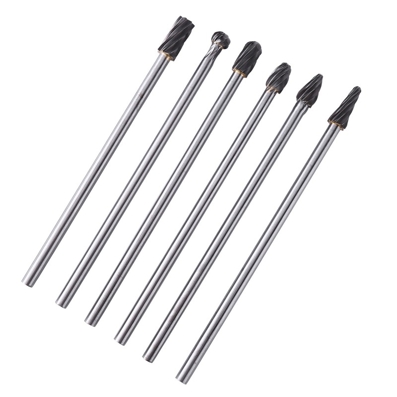 6pcs Tungsten Carbide Aluminum Rotary Files Burr Set 6mm Shank
