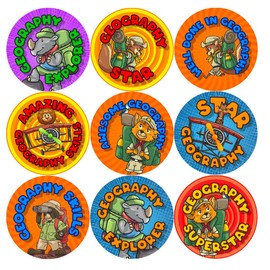 144 Geography Adventure 30mm Glossy Reward Stickers