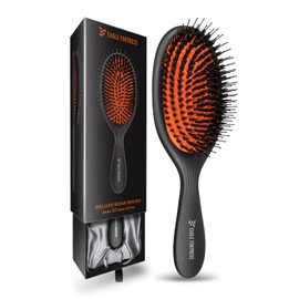 Glidease SuperTip Pro Boar Bristle Hair Brush for Women, Men - No Brekage of Ball Tips, No Chemical Added, Effortless Detangler Hair Brush Ideal for Thick, Thin, Fine All Hair (Black)