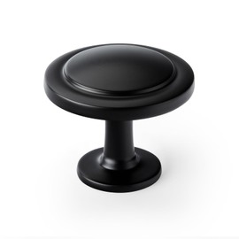 homdiy 10 Pack Black Kitchen Cabinet Knobs Zinc Matte Black Round Solid Dresser Drawer Knobs Desk Drawers Cupboard (1.22 Inch)