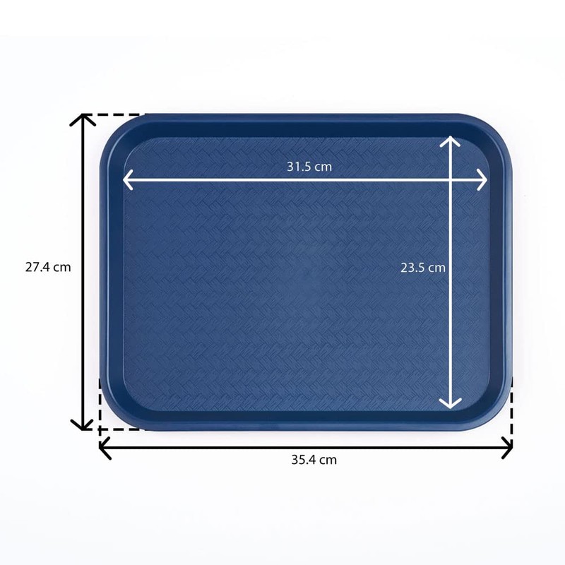 Miamex 3 x Blue Rectangular Plastic Fast Food Canteen Breakfast