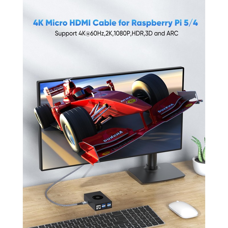 ZeniKon 4K Micro HDMI to HDMI Cable 6FT, High Speed