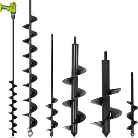 TCBWFY 5 Set Auger Drill Bit for Planting,Heavy Duty Garden Auger Spiral Drill Bit Bulb Planter Tool for Planting Bedding Plants,Universal for Cordless Drill(1.6"x9",1.6"x16.5",3.5"x16",4"x12",2"x32")