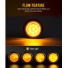 Partsam 8Pcs 2.5 inch Red/Amber 12LED Flow Feature Round Side