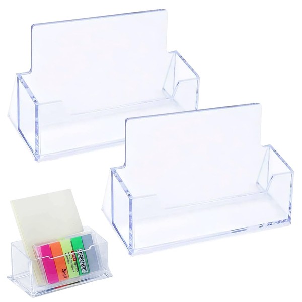 BRITECO Clear Acrylic Business Card Holder Stand - 2 Pack