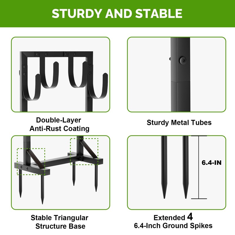 GAVISCITY Heavy-Duty Garden Hose Holder with Stable Base and Tool