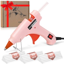 Hot Glue Gun with 30 Glue Sticks, Fast Preheating Hot Melt Gun, Mini Glue Gun Kit for Kids DIY School Craft Projects and Quick Home Repairs, 20W Pink