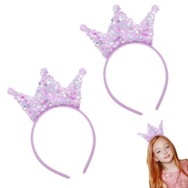 FUSONGQINTANG 2 Stück Pailletten Krone Stirnband Prinzessinnen Glitzer-Stirnbänder Glitzer Kronen Haarband für Mädchen Frauen Geburtstag Weihnachten Party