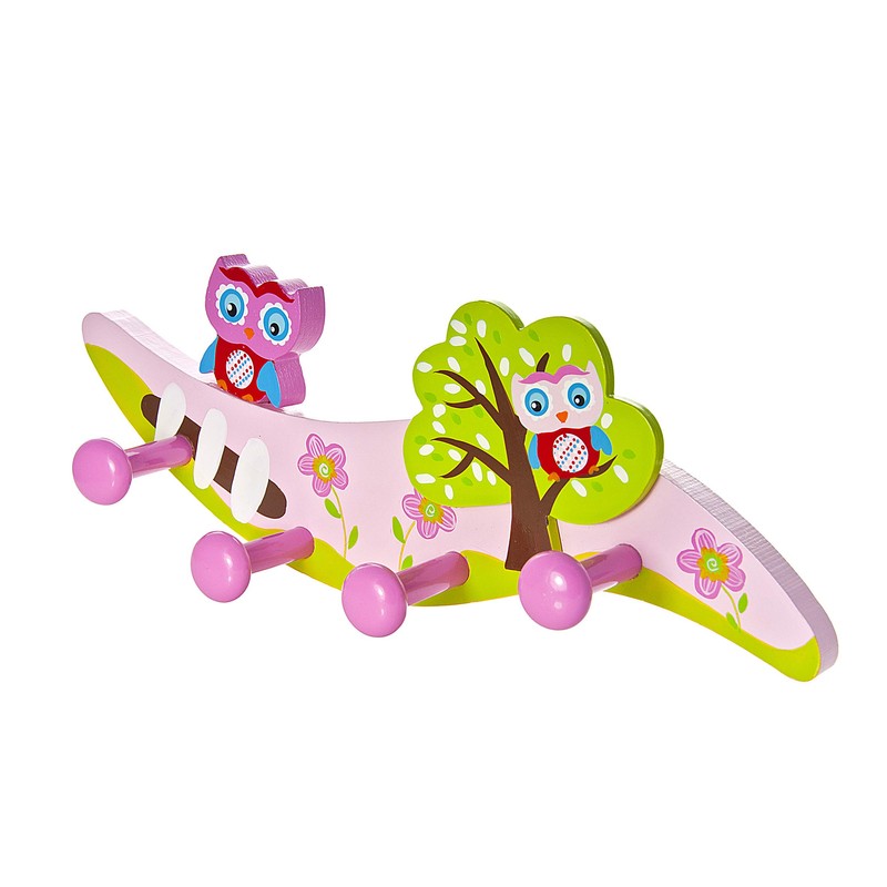 Pink Owl Coat Hooks Wall Hooks for Girls Owl Themed