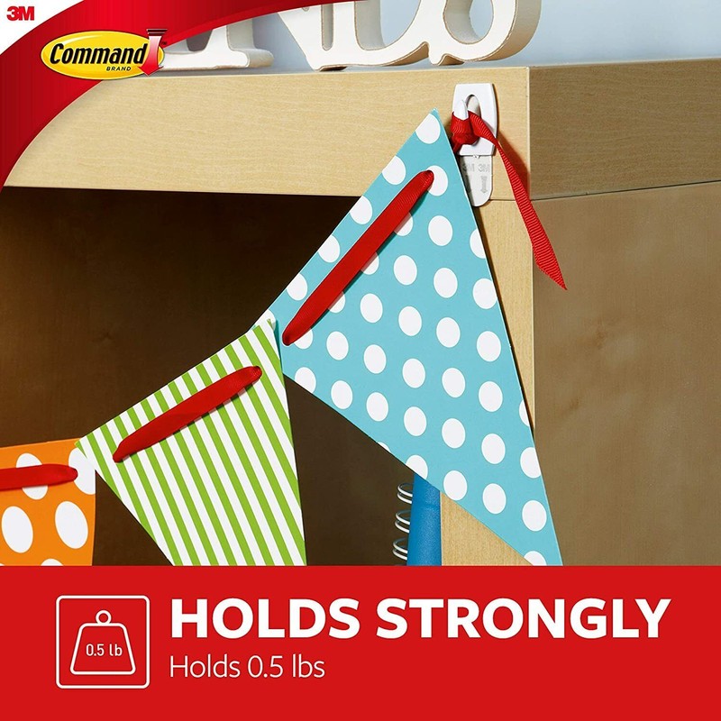 Command Mini Hooks, White, 6-Hooks, 8-Strips, Organize Damage-Free