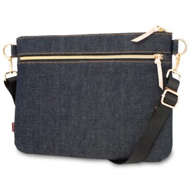 Need Network Sacoche Men's Shoulder Bag, Okayama Denim, Cross-body Design, Lightweight, Indigo Blue, blue