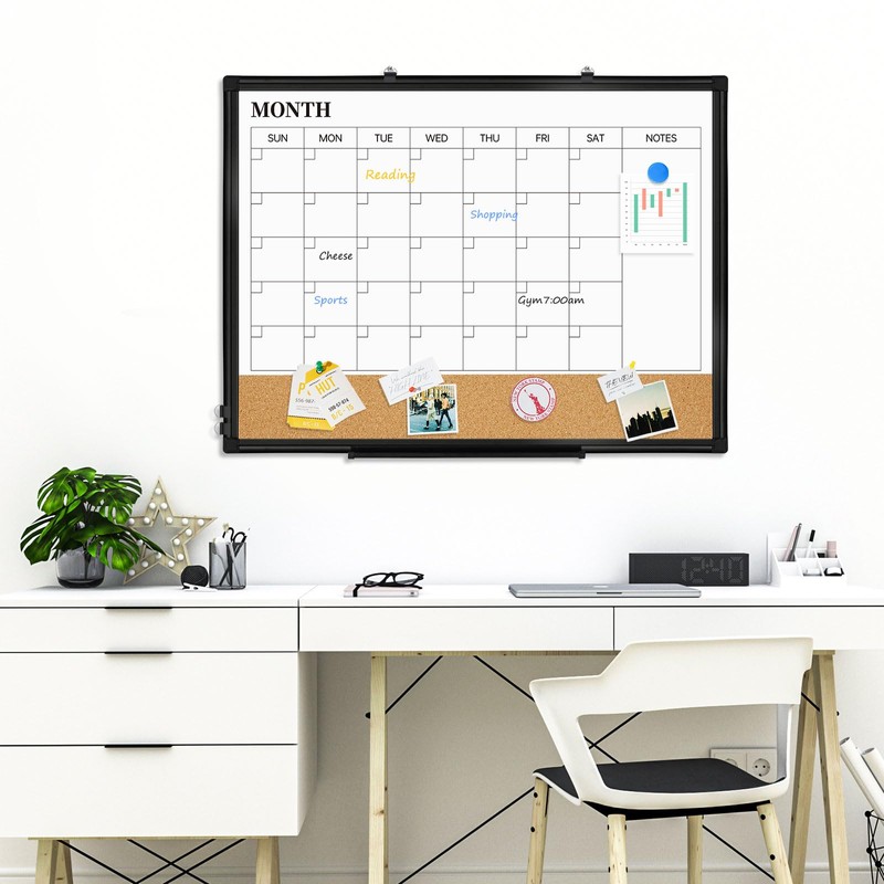 QUEENLINK Large Dry Erase Calendar for Wall, 36"x24" Double-Sided Magnetic
