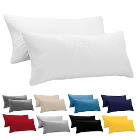 Dreamzie Pillowcases, 40 x 145 cm (Set of 2), 100% Jersey Cotton, 150 g/m², White, Resistant and Hypoallergenic