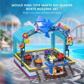 Mould King Bumper Boat Building Blocks Set, 2044+ Pcs Amusement Park Model Kit with Manta Ray Model, Engineering City Building Set That Run, Collectible Gift for Boys, Adults
