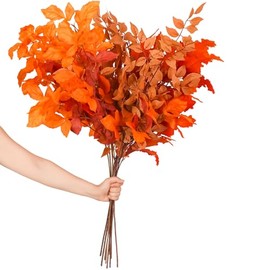 9 piezas de tallos artificiales de hojas de otoño para jarrón alto de 38.5 pulgadas, hojas de eucalipto de roble de seda falso, para ramo de boda, mesa de centro de mesa, decoración de otoño