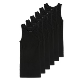 Comfneat Men's 6-Pack A-Shirts Tight Fit Tank Tops Cotton Spandex Undershirts (Black 6-Pack, XXL)
