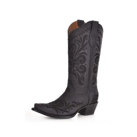 Circle G Women's Filigree Western Boot Snip Toe Black 10 M