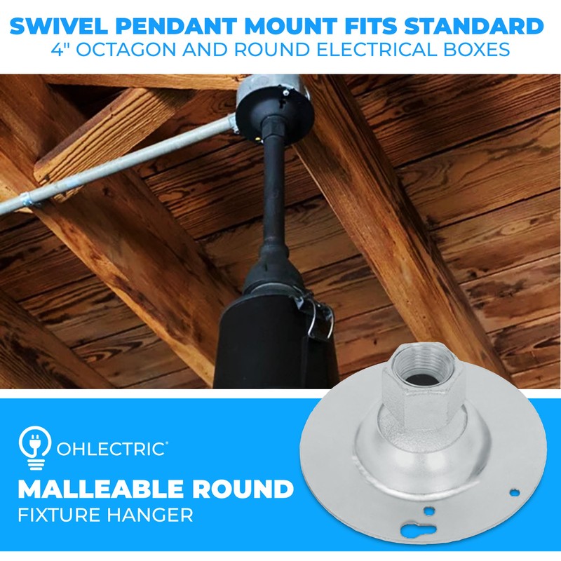 OhLectric Swivel Pendant for 3/4"Conduit - Swivel Pendant Mount for