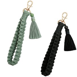 CHUQING Keychains Macrame Key Chain Pack of 2 Boho Lanyard Bracelet Woman Keychain Short Lanyard,Cotton